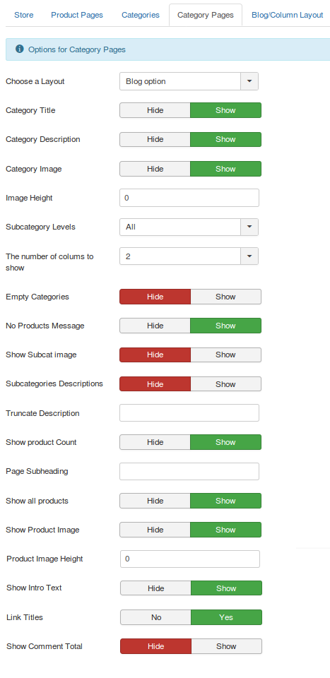 mymuse options category