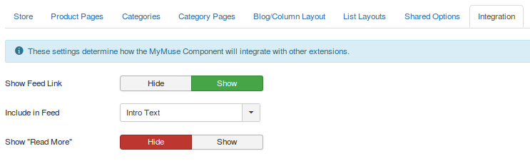 mymuse options integration