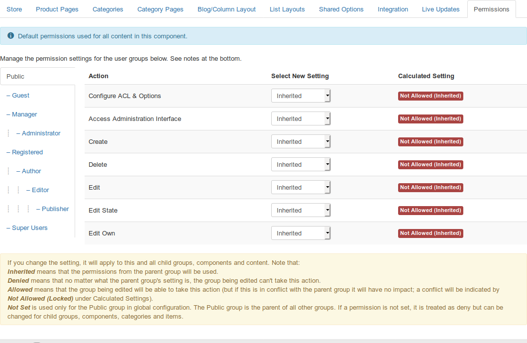 MyMuse Configuration Permissions Administration