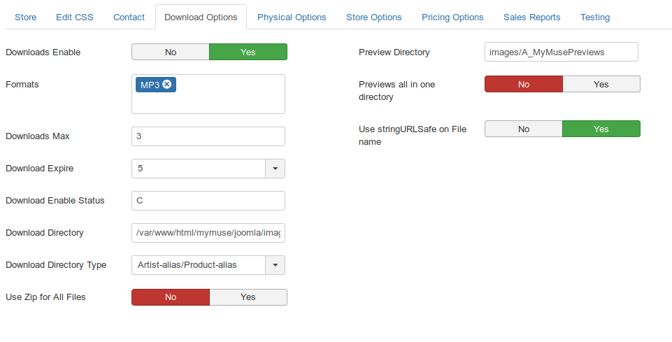 MyMuse New Store Download Administration